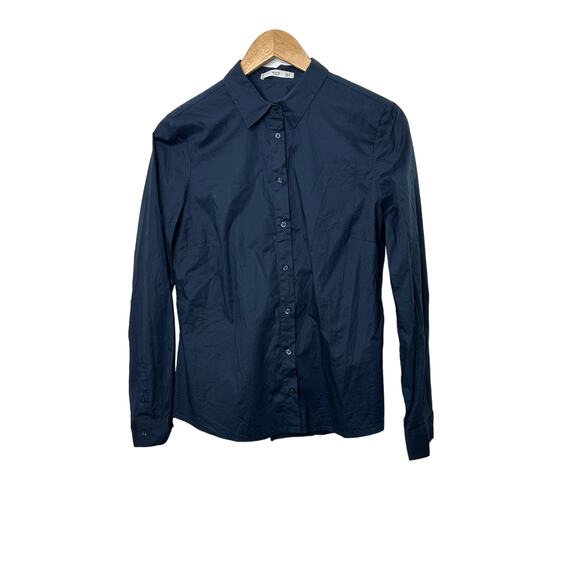 MNG Basics Navy Blue Long Sleeve Button-Up Shirt Women's Size 8 - Picture 1 of 5